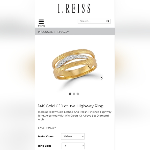 I.Reiss 14K Gold 0.10 ct. tw. Highway Ring, size 7 - Picture 3 of 16